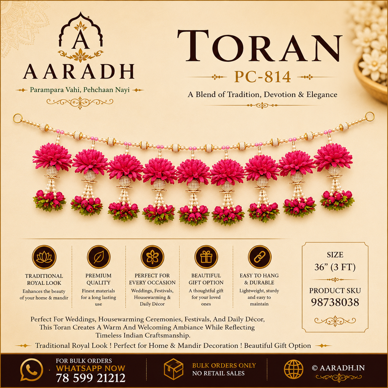 Aaradh Floral Designer Toran PC-814 (3 FT)